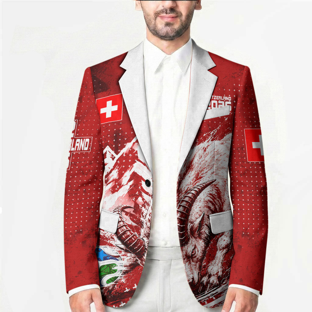 Personalized Switzerland Ibex Soccer 2026 Blazer Grunge Swiss Football Cross Mountain