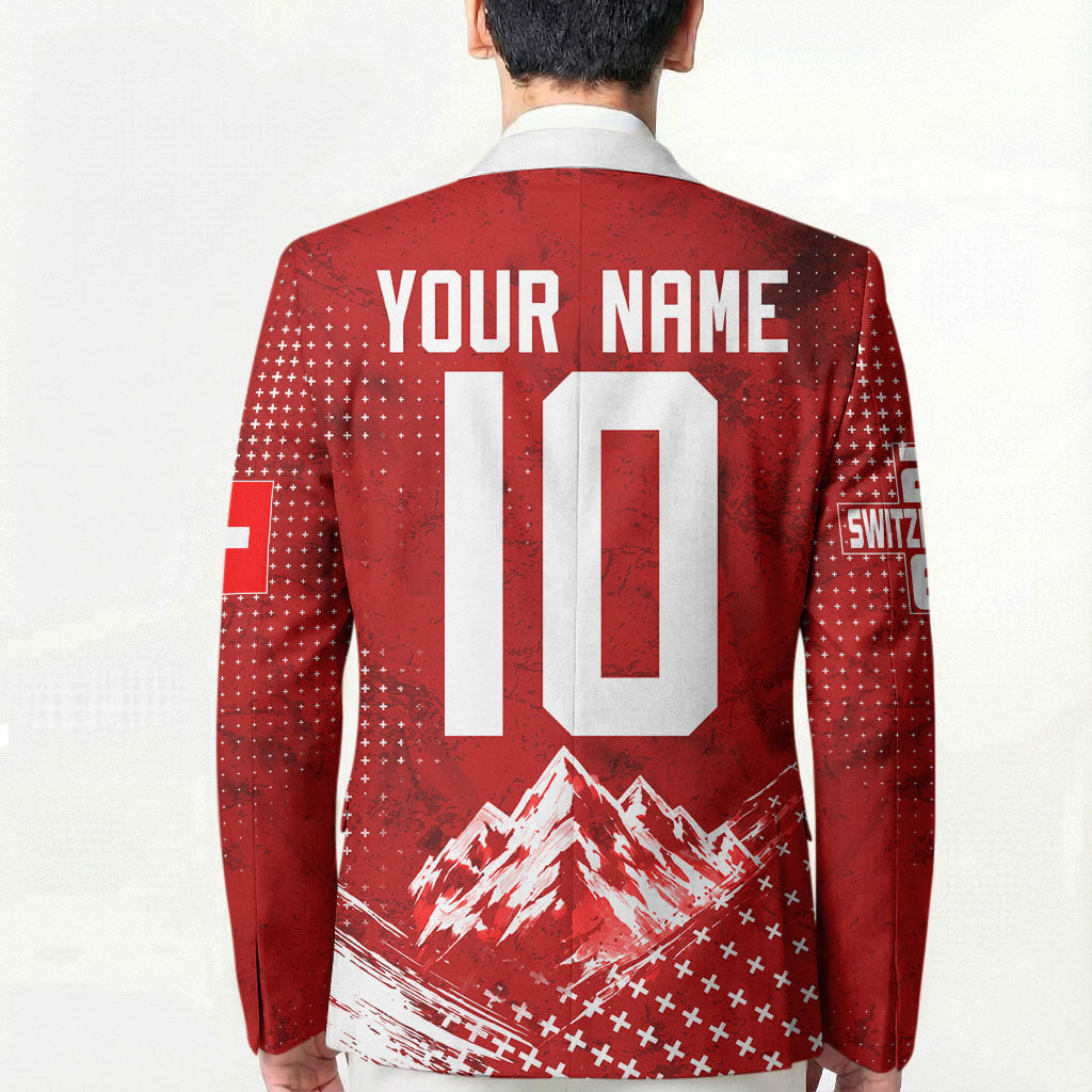 Personalized Switzerland Ibex Soccer 2026 Blazer Grunge Swiss Football Cross Mountain