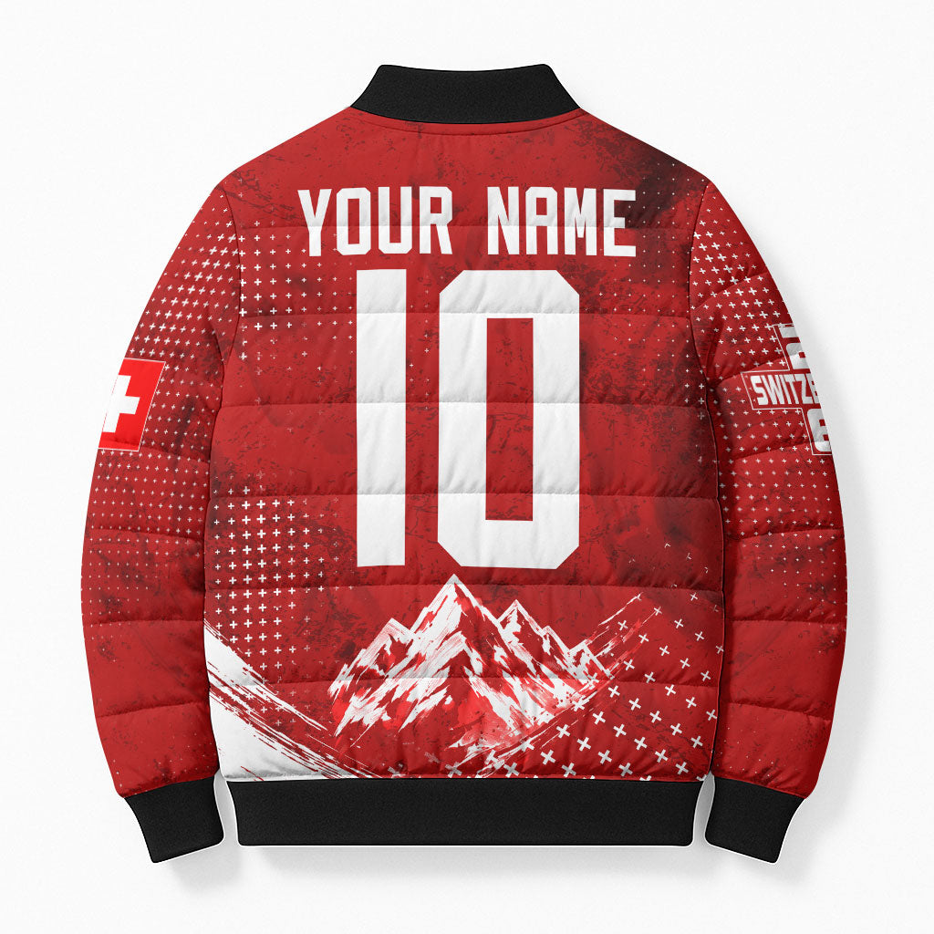 Personalized Switzerland Ibex Soccer 2026 Bomber Puffer Jacket Grunge Swiss Football Cross Mountain