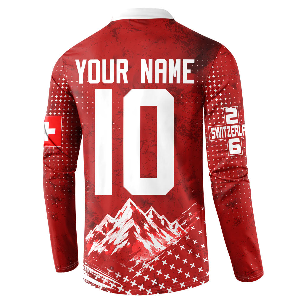 Personalized Switzerland Ibex Soccer 2026 Button Sweatshirt Grunge Swiss Football Cross Mountain