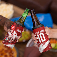 Personalized Switzerland Ibex Soccer 2026 4 in 1 Can Cooler Tumbler Grunge Swiss Football Cross Mountain
