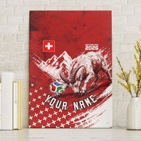 Personalized Switzerland Ibex Soccer 2026 Canvas Wall Art Grunge Swiss Football Cross Mountain