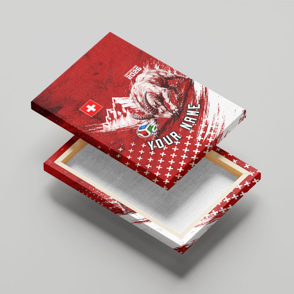 Personalized Switzerland Ibex Soccer 2026 Canvas Wall Art Grunge Swiss Football Cross Mountain