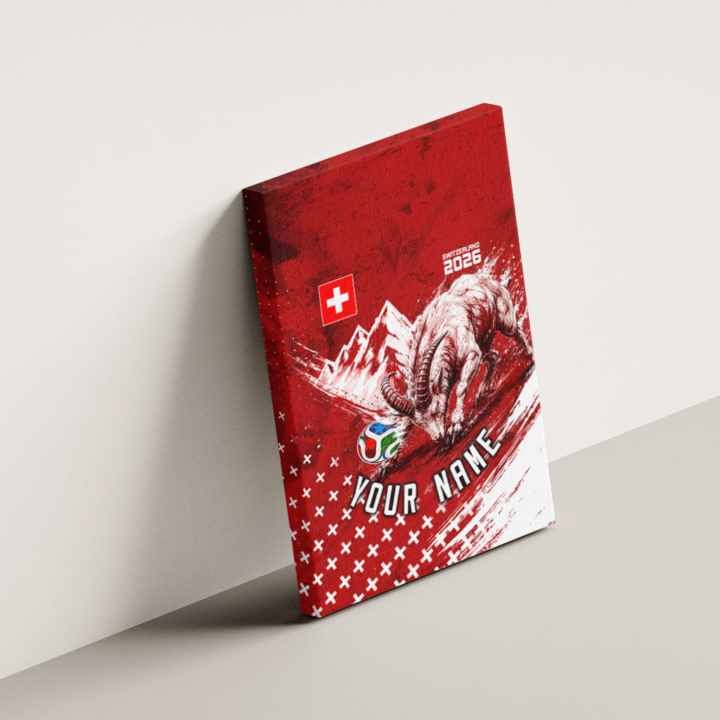 Personalized Switzerland Ibex Soccer 2026 Canvas Wall Art Grunge Swiss Football Cross Mountain