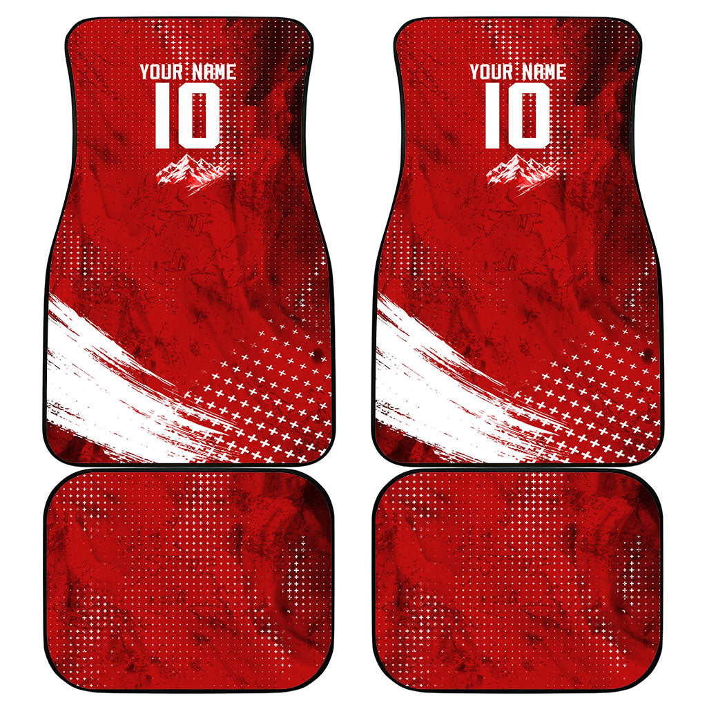 Personalized Switzerland Ibex Soccer 2026 Car Mats Grunge Swiss Football Cross Mountain
