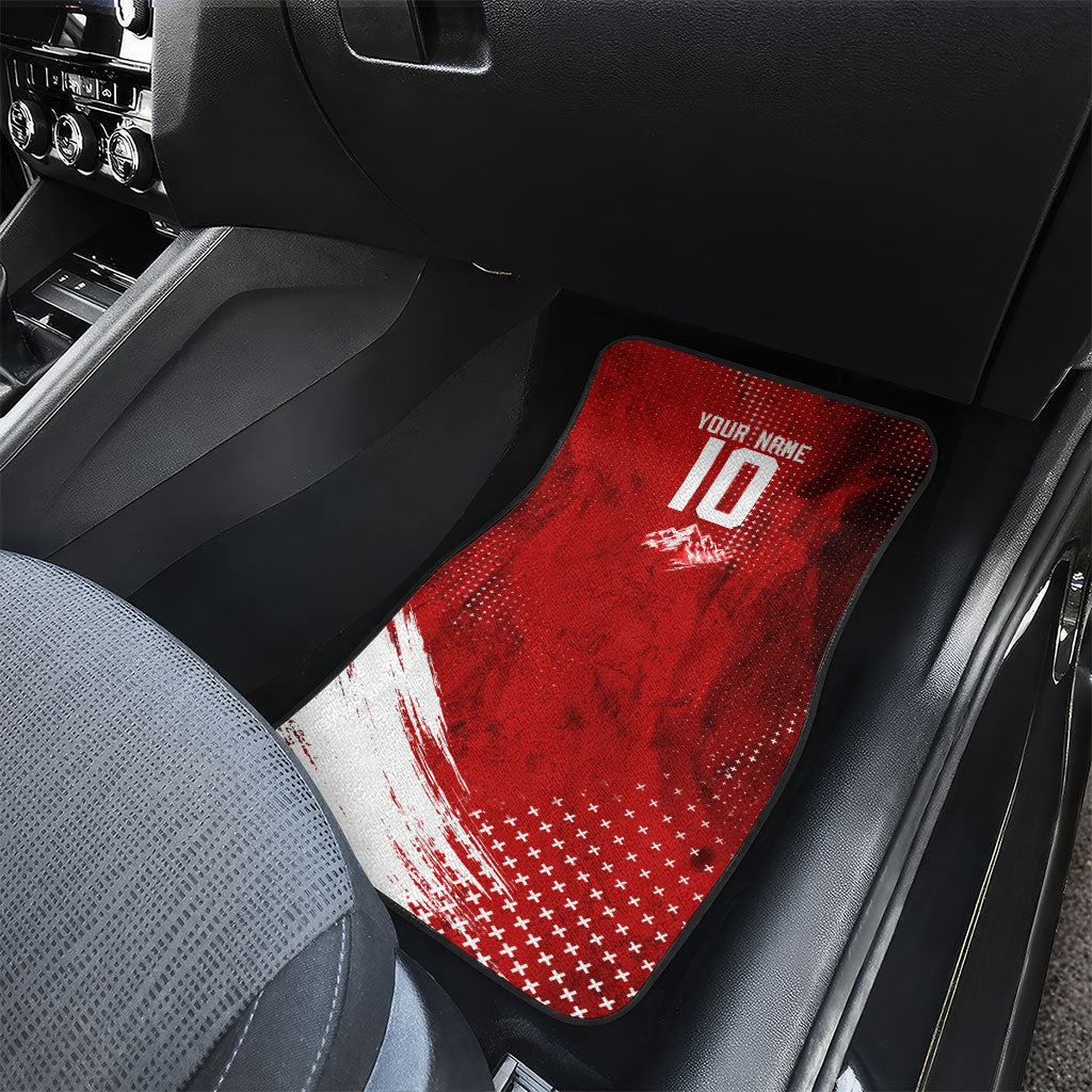 Personalized Switzerland Ibex Soccer 2026 Car Mats Grunge Swiss Football Cross Mountain