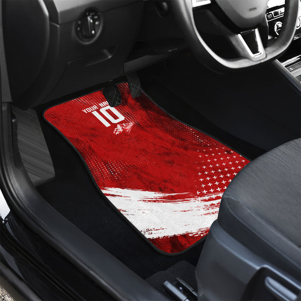 Personalized Switzerland Ibex Soccer 2026 Car Mats Grunge Swiss Football Cross Mountain