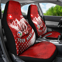 Personalized Switzerland Ibex Soccer 2026 Car Seat Cover Grunge Swiss Football Cross Mountain