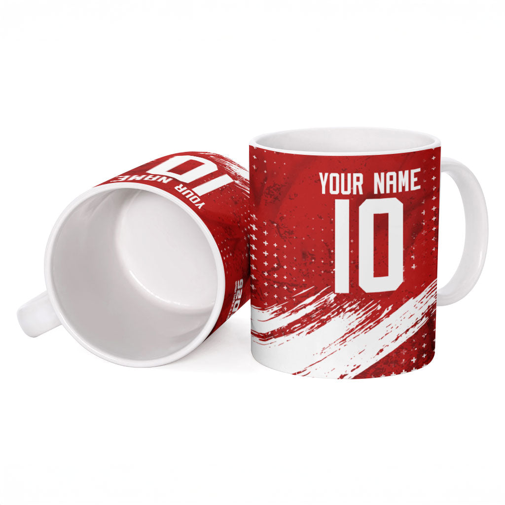 Personalized Switzerland Ibex Soccer 2026 Ceramic Mug Grunge Swiss Football Cross Mountain