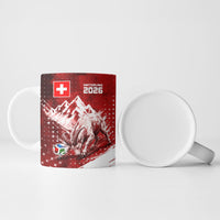 Personalized Switzerland Ibex Soccer 2026 Ceramic Mug Grunge Swiss Football Cross Mountain