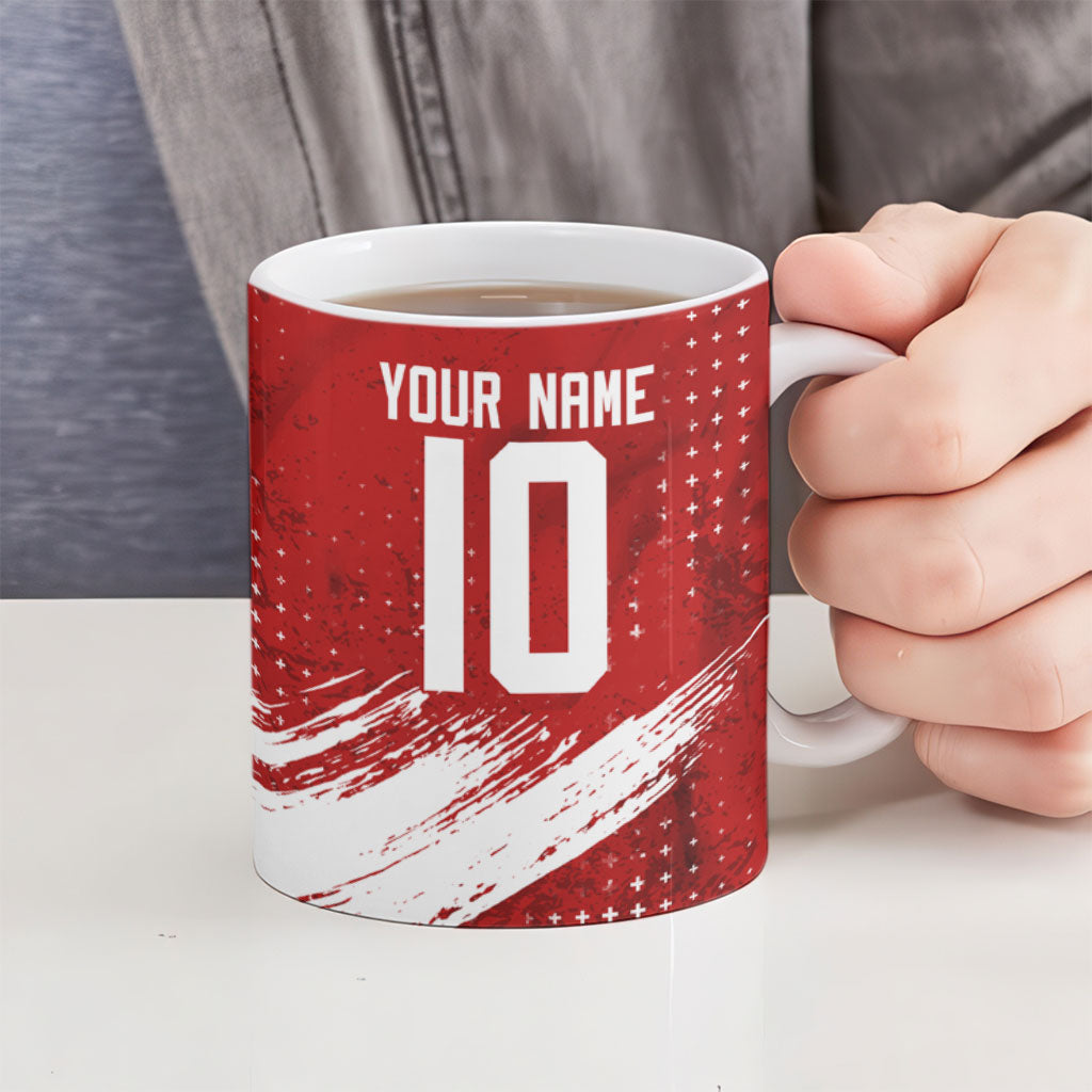 Personalized Switzerland Ibex Soccer 2026 Ceramic Mug Grunge Swiss Football Cross Mountain