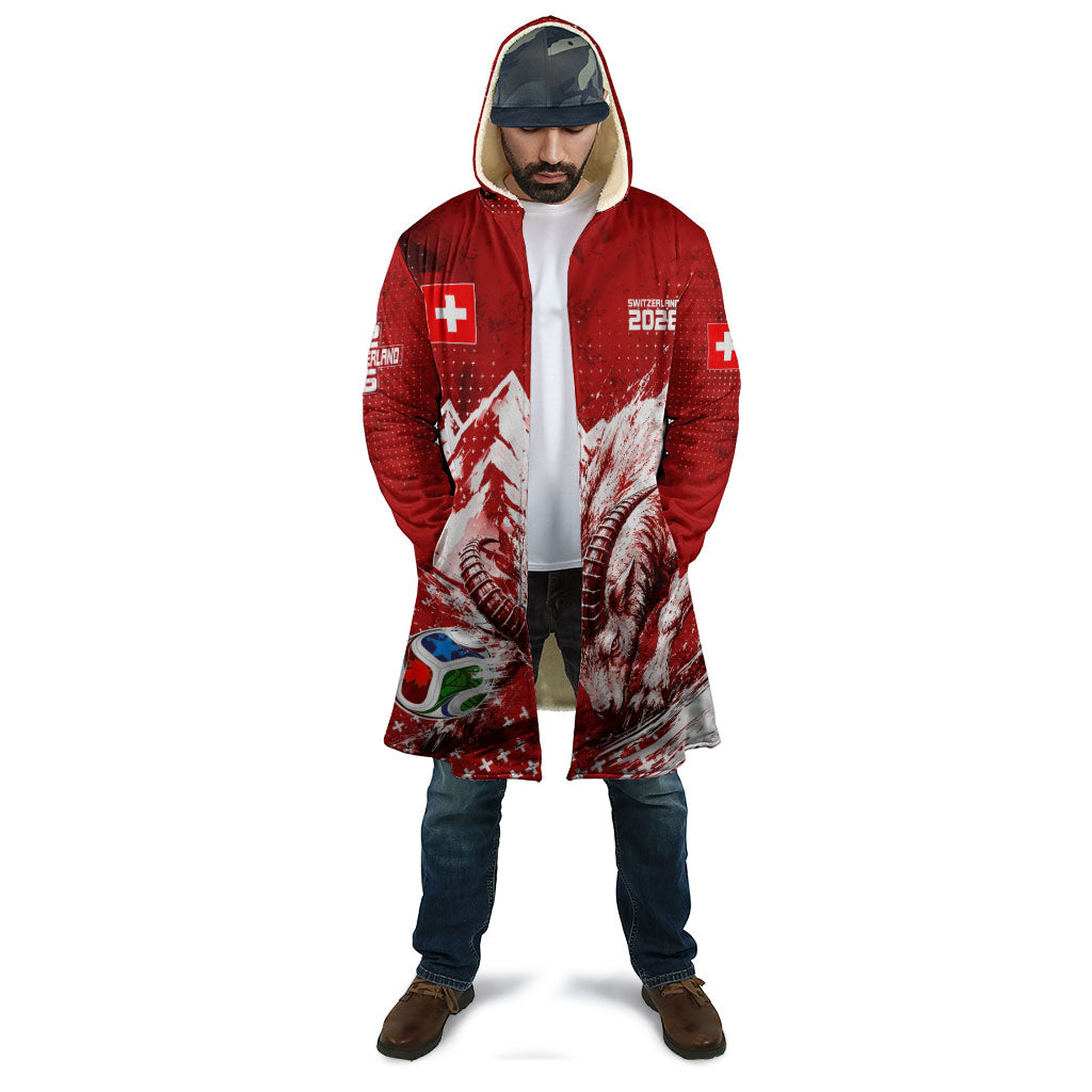 Personalized Switzerland Ibex Soccer 2026 Cloak Grunge Swiss Football Cross Mountain
