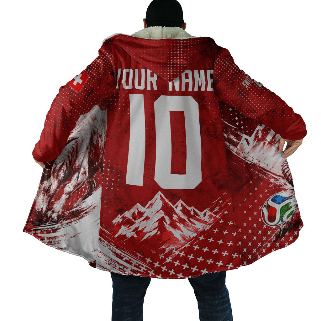 Personalized Switzerland Ibex Soccer 2026 Cloak Grunge Swiss Football Cross Mountain