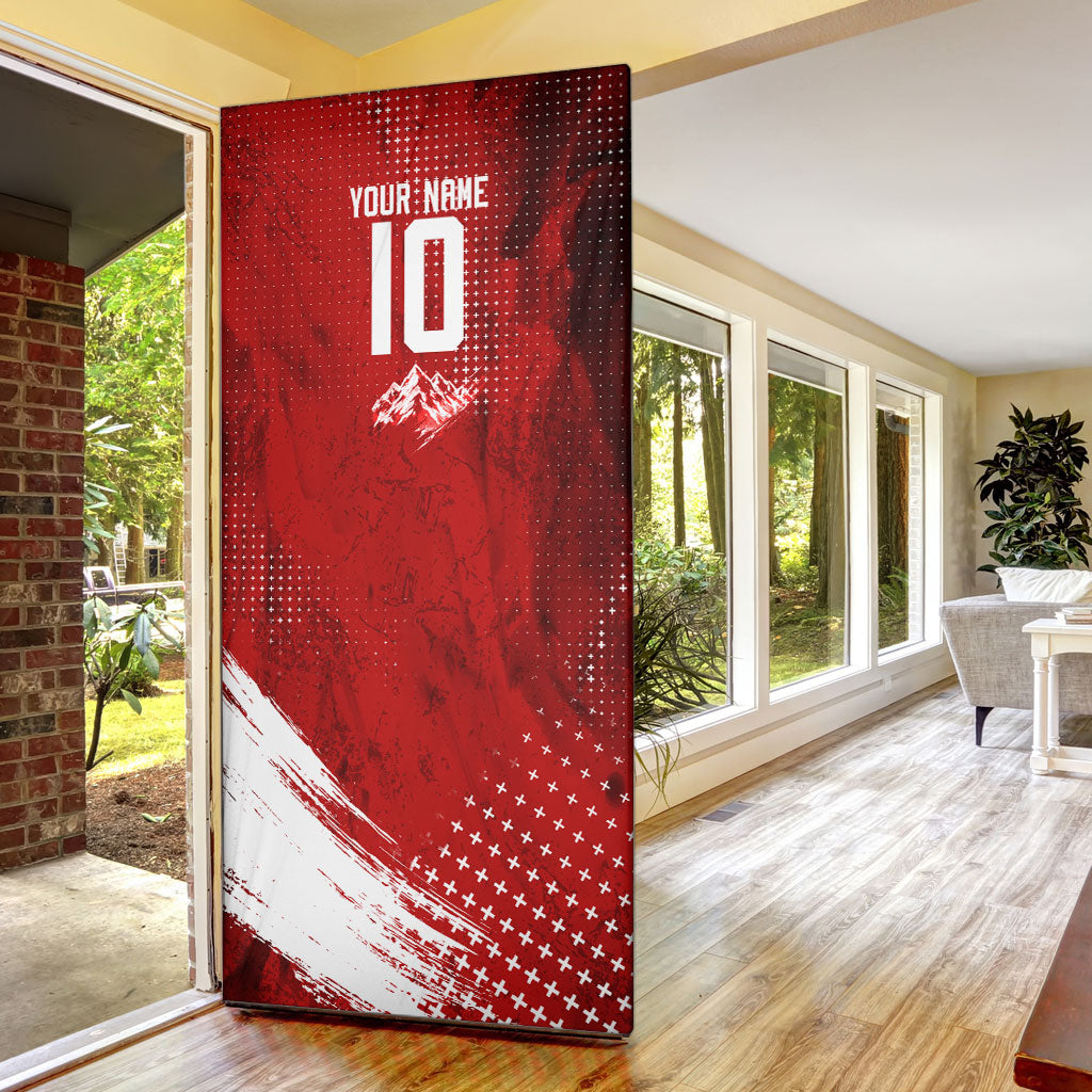 Personalized Switzerland Ibex Soccer 2026 Door Cover Grunge Swiss Football Cross Mountain