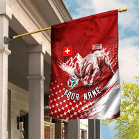 Personalized Switzerland Ibex Soccer 2026 Garden Flag Grunge Swiss Football Cross Mountain