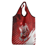 Personalized Switzerland Ibex Soccer 2026 Grocery Bag Grunge Swiss Football Cross Mountain