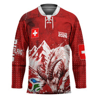 Personalized Switzerland Ibex Soccer 2026 Hockey Jersey Grunge Swiss Football Cross Mountain