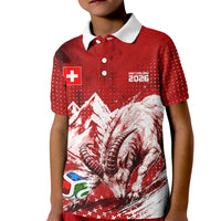 Personalized Switzerland Ibex Soccer 2026 Kid Polo Shirt Grunge Swiss Football Cross Mountain