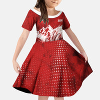Personalized Switzerland Ibex Soccer 2026 Kid Short Sleeve Dress Grunge Swiss Football Cross Mountain