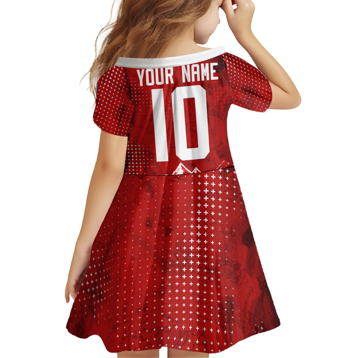 Personalized Switzerland Ibex Soccer 2026 Kid Short Sleeve Dress Grunge Swiss Football Cross Mountain