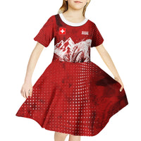 Personalized Switzerland Ibex Soccer 2026 Kid Short Sleeve Dress Grunge Swiss Football Cross Mountain