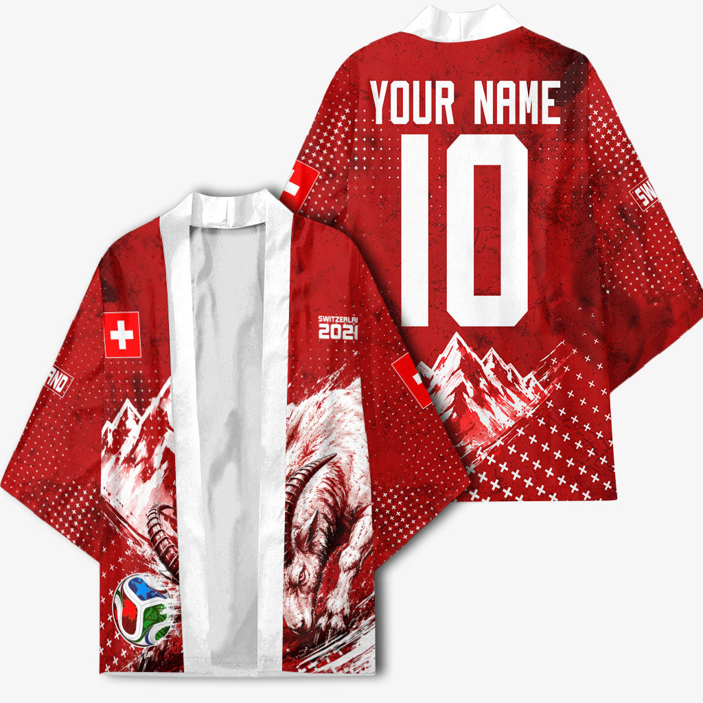 Personalized Switzerland Ibex Soccer 2026 Kimono Grunge Swiss Football Cross Mountain
