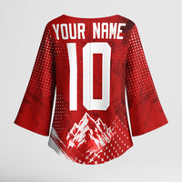 Personalized Switzerland Ibex Soccer 2026 Kimono Sleeve Blouse Grunge Swiss Football Cross Mountain