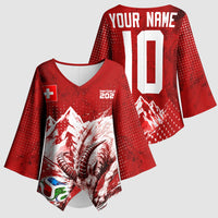 Personalized Switzerland Ibex Soccer 2026 Kimono Sleeve Blouse Grunge Swiss Football Cross Mountain