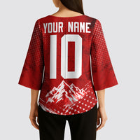 Personalized Switzerland Ibex Soccer 2026 Kimono Sleeve Blouse Grunge Swiss Football Cross Mountain