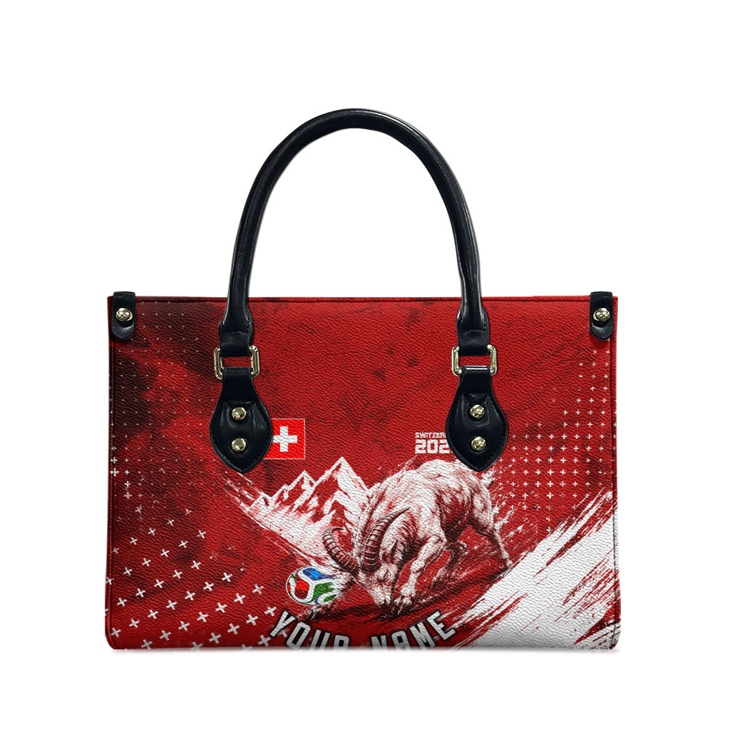 Personalized Switzerland Ibex Soccer 2026 Leather Bag Grunge Swiss Football Cross Mountain