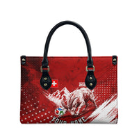 Personalized Switzerland Ibex Soccer 2026 Leather Bag Grunge Swiss Football Cross Mountain