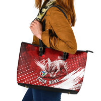 Personalized Switzerland Ibex Soccer 2026 Leather Tote Bag Grunge Swiss Football Cross Mountain