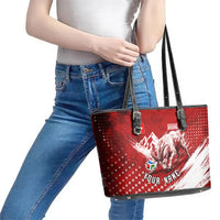 Personalized Switzerland Ibex Soccer 2026 Leather Tote Bag Grunge Swiss Football Cross Mountain