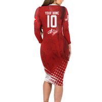 Personalized Switzerland Ibex Soccer 2026 Long Sleeve Bodycon Dress Grunge Swiss Football Cross Mountain