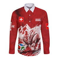 Personalized Switzerland Ibex Soccer 2026 Long Sleeve Button Shirt Grunge Swiss Football Cross Mountain