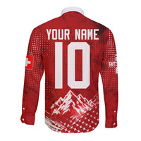Personalized Switzerland Ibex Soccer 2026 Long Sleeve Button Shirt Grunge Swiss Football Cross Mountain