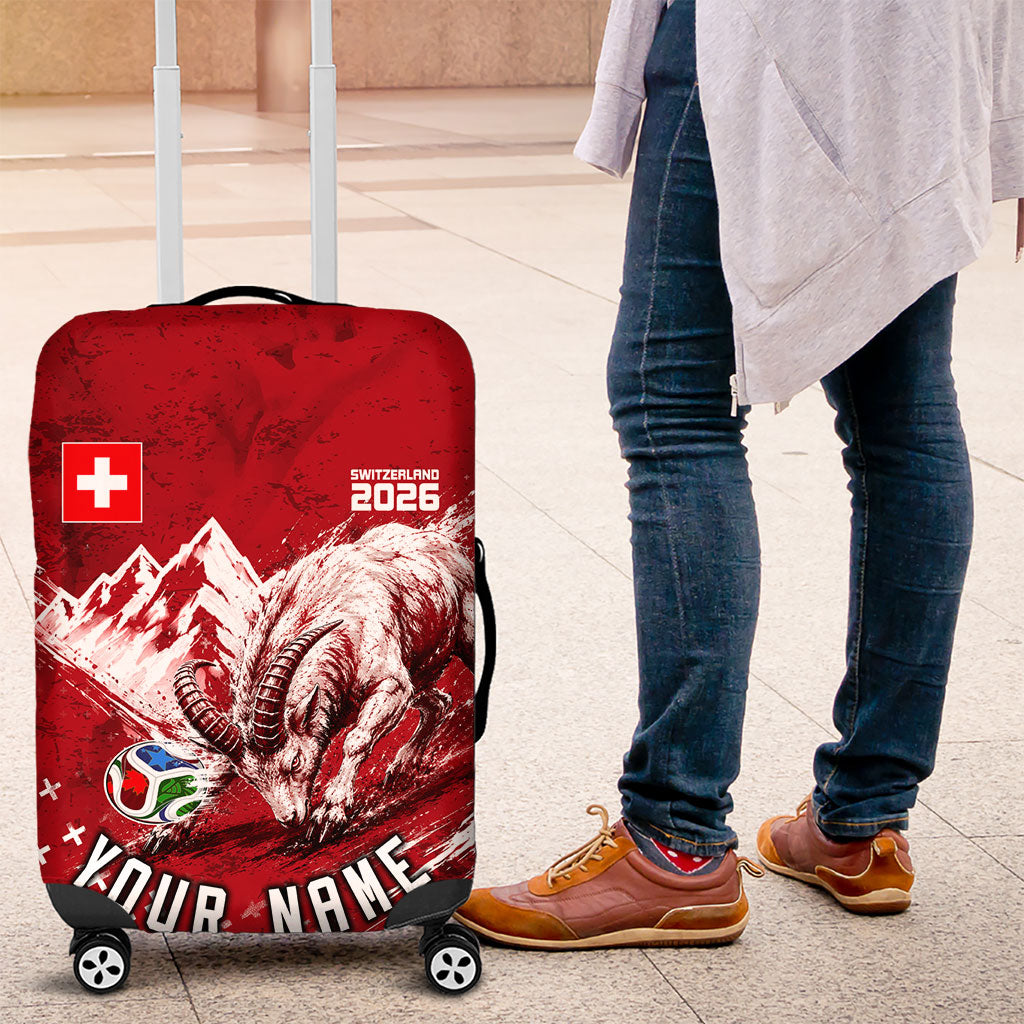 Personalized Switzerland Ibex Soccer 2026 Luggage Cover Grunge Swiss Football Cross Mountain
