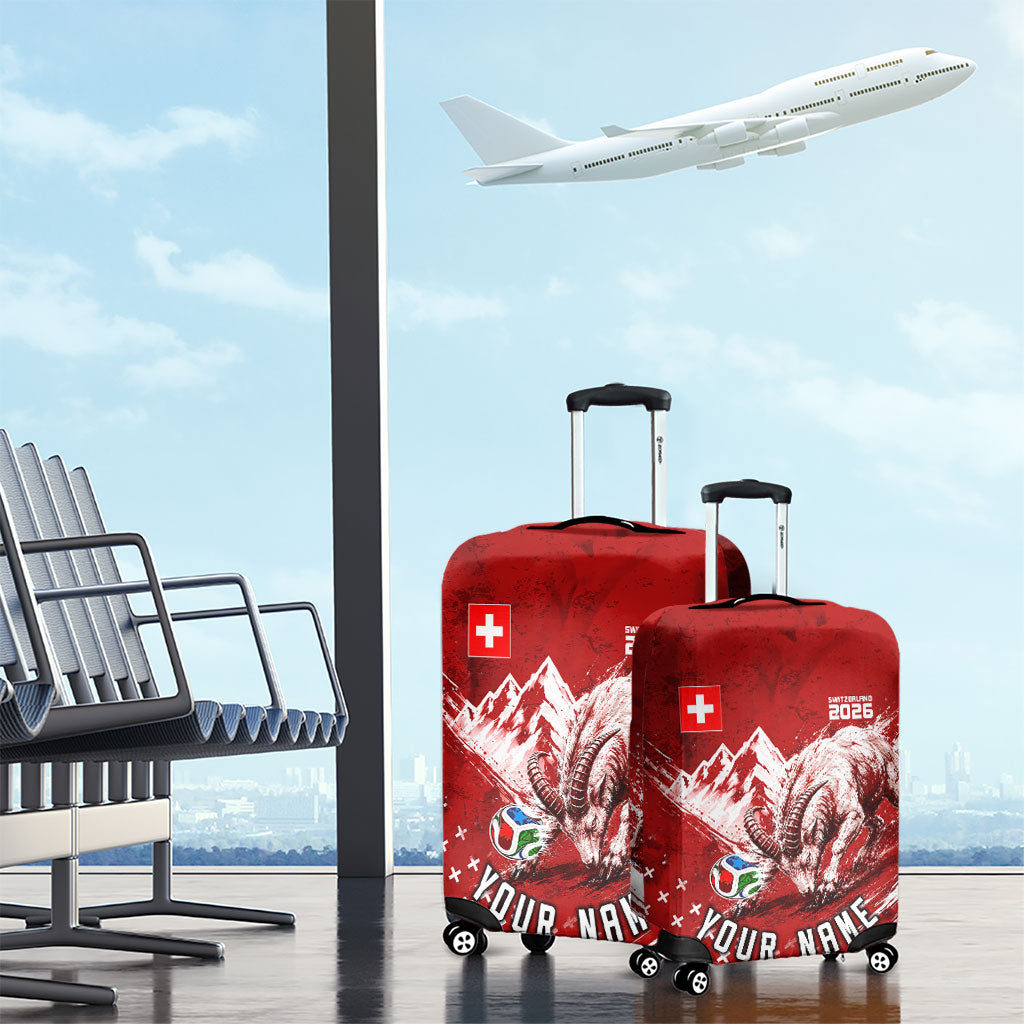 Personalized Switzerland Ibex Soccer 2026 Luggage Cover Grunge Swiss Football Cross Mountain