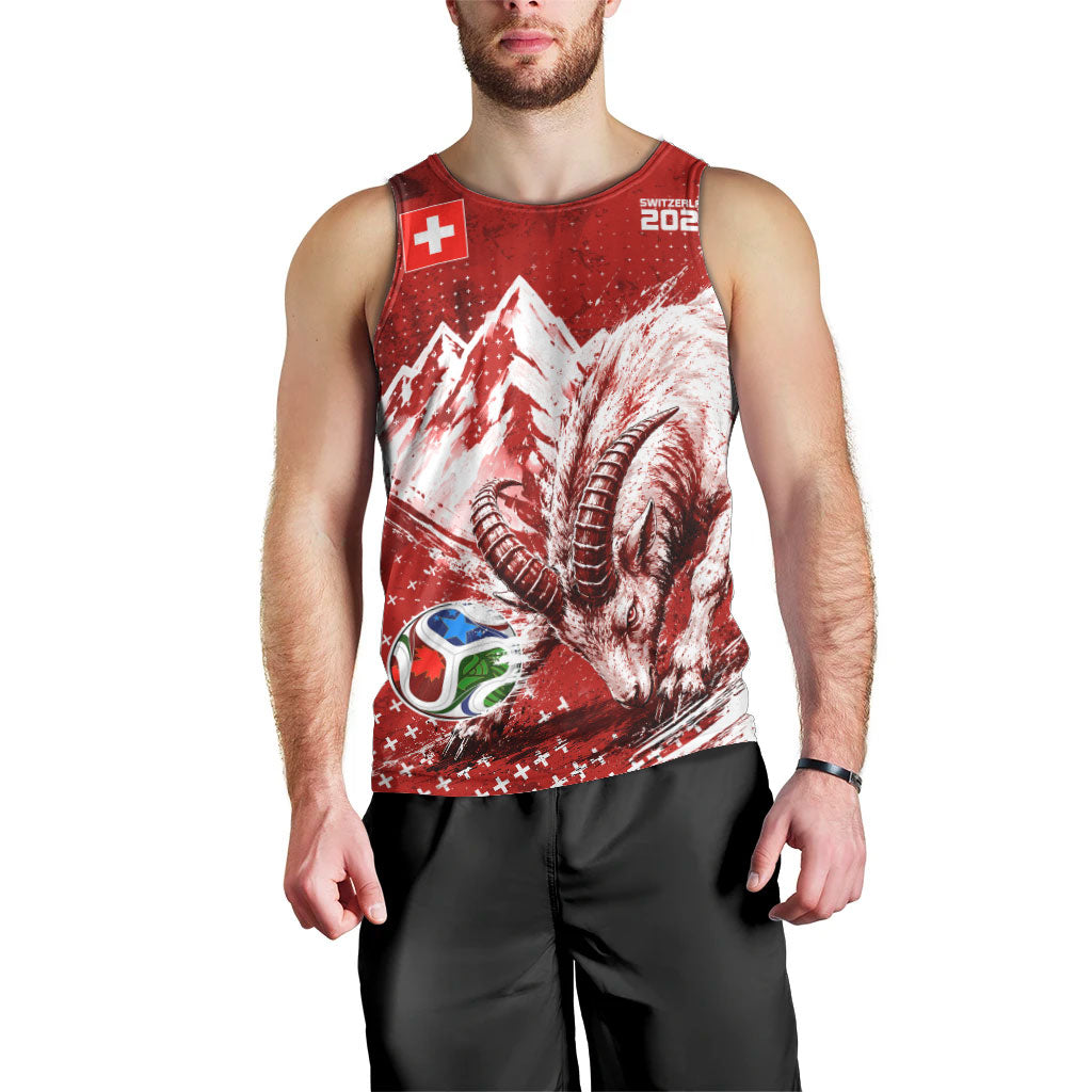 Personalized Switzerland Ibex Soccer 2026 Men Tank Top Grunge Swiss Football Cross Mountain