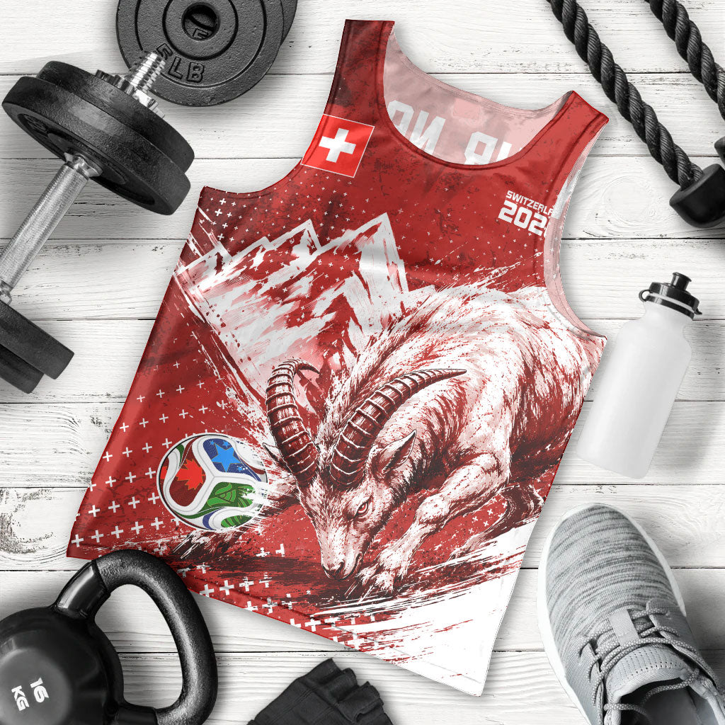 Personalized Switzerland Ibex Soccer 2026 Men Tank Top Grunge Swiss Football Cross Mountain