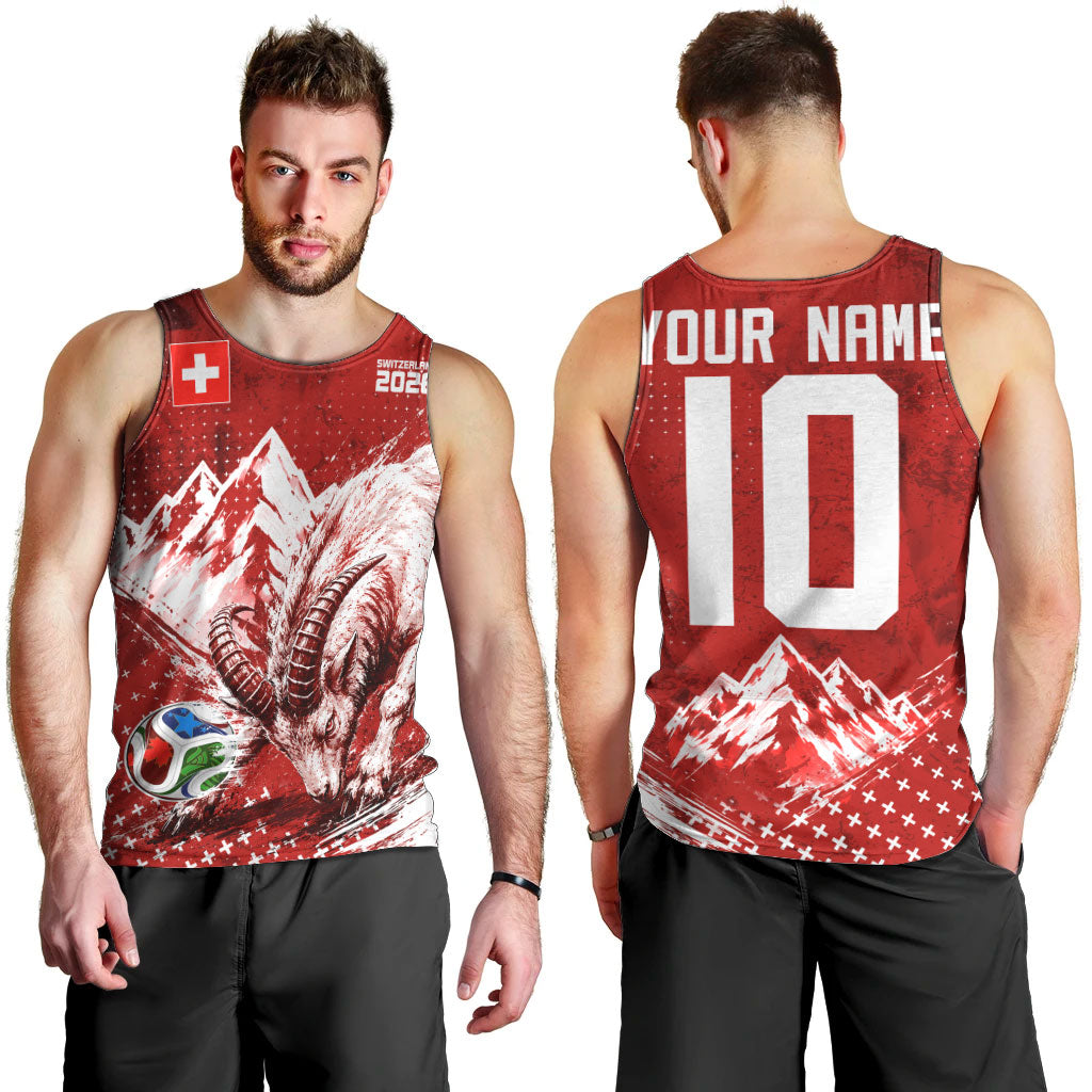 Personalized Switzerland Ibex Soccer 2026 Men Tank Top Grunge Swiss Football Cross Mountain