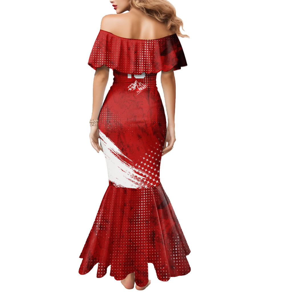 Personalized Switzerland Ibex Soccer 2026 Mermaid Dress Grunge Swiss Football Cross Mountain