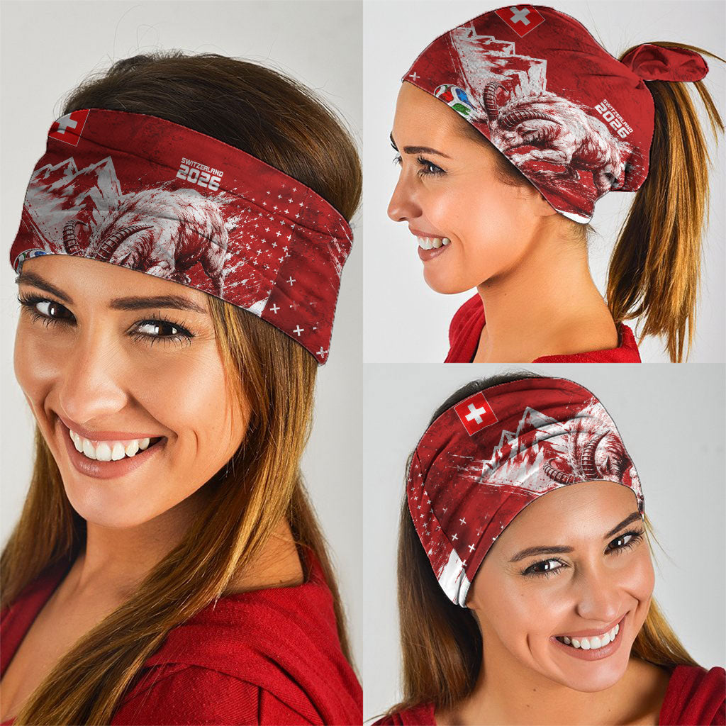 Personalized Switzerland Ibex Soccer 2026 Neck Gaiter Grunge Swiss Football Cross Mountain