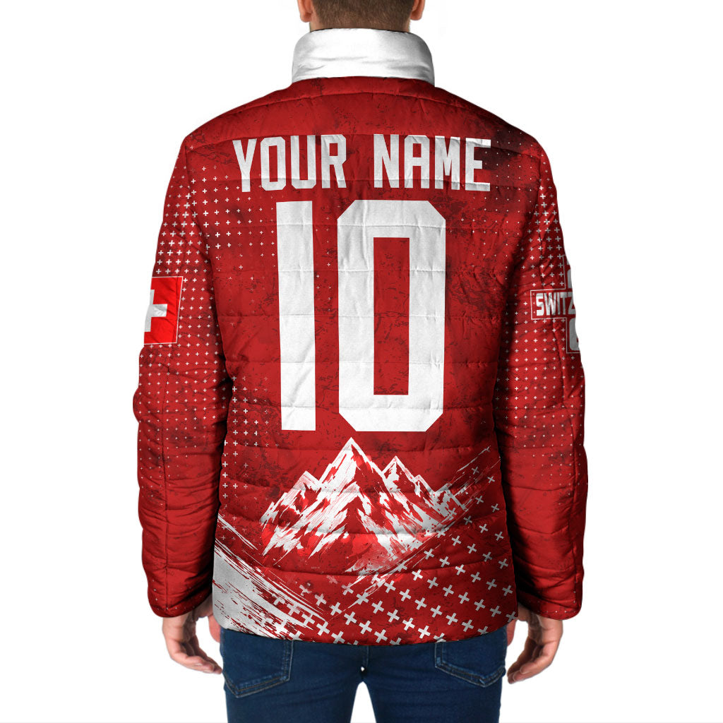 Personalized Switzerland Ibex Soccer 2026 Padded Jacket Grunge Swiss Football Cross Mountain