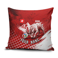 Personalized Switzerland Ibex Soccer 2026 Pillow Cover Grunge Swiss Football Cross Mountain