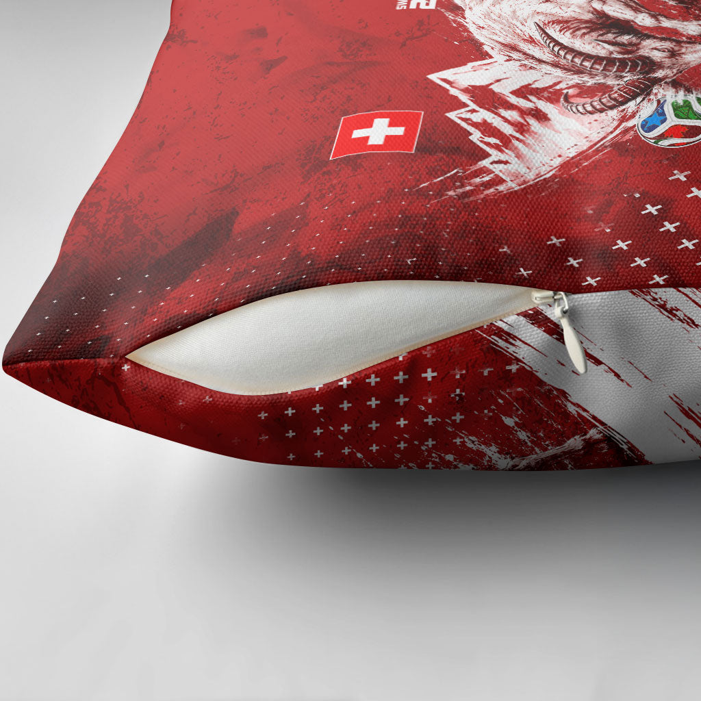 Personalized Switzerland Ibex Soccer 2026 Pillow Cover Grunge Swiss Football Cross Mountain