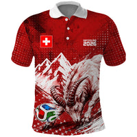 Personalized Switzerland Ibex Soccer 2026 Polo Shirt Grunge Swiss Football Cross Mountain