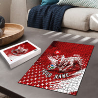 Personalized Switzerland Ibex Soccer 2026 Puzzle Grunge Swiss Football Cross Mountain