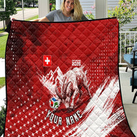 Personalized Switzerland Ibex Soccer 2026 Quilt Grunge Swiss Football Cross Mountain