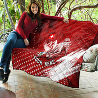 Personalized Switzerland Ibex Soccer 2026 Quilt Grunge Swiss Football Cross Mountain